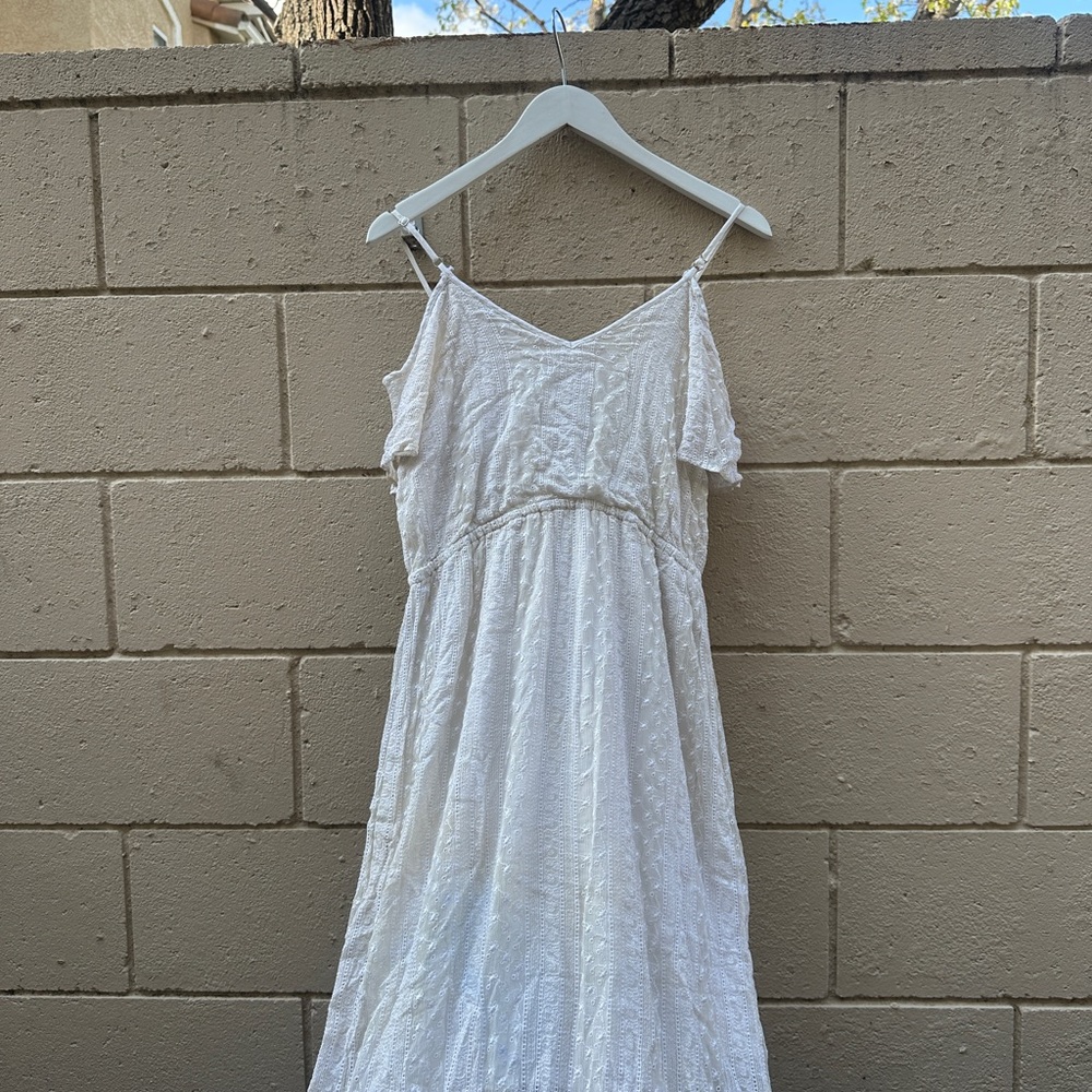 Ella Moss White Ruffled Maxi Dress with Spaghetti Straps